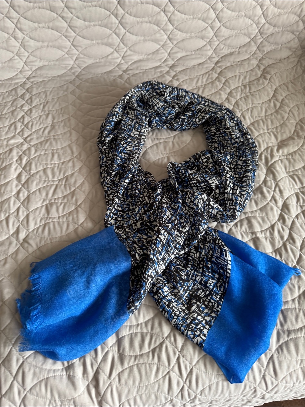 Blue & Black Patterned Women's Fashion Scarf